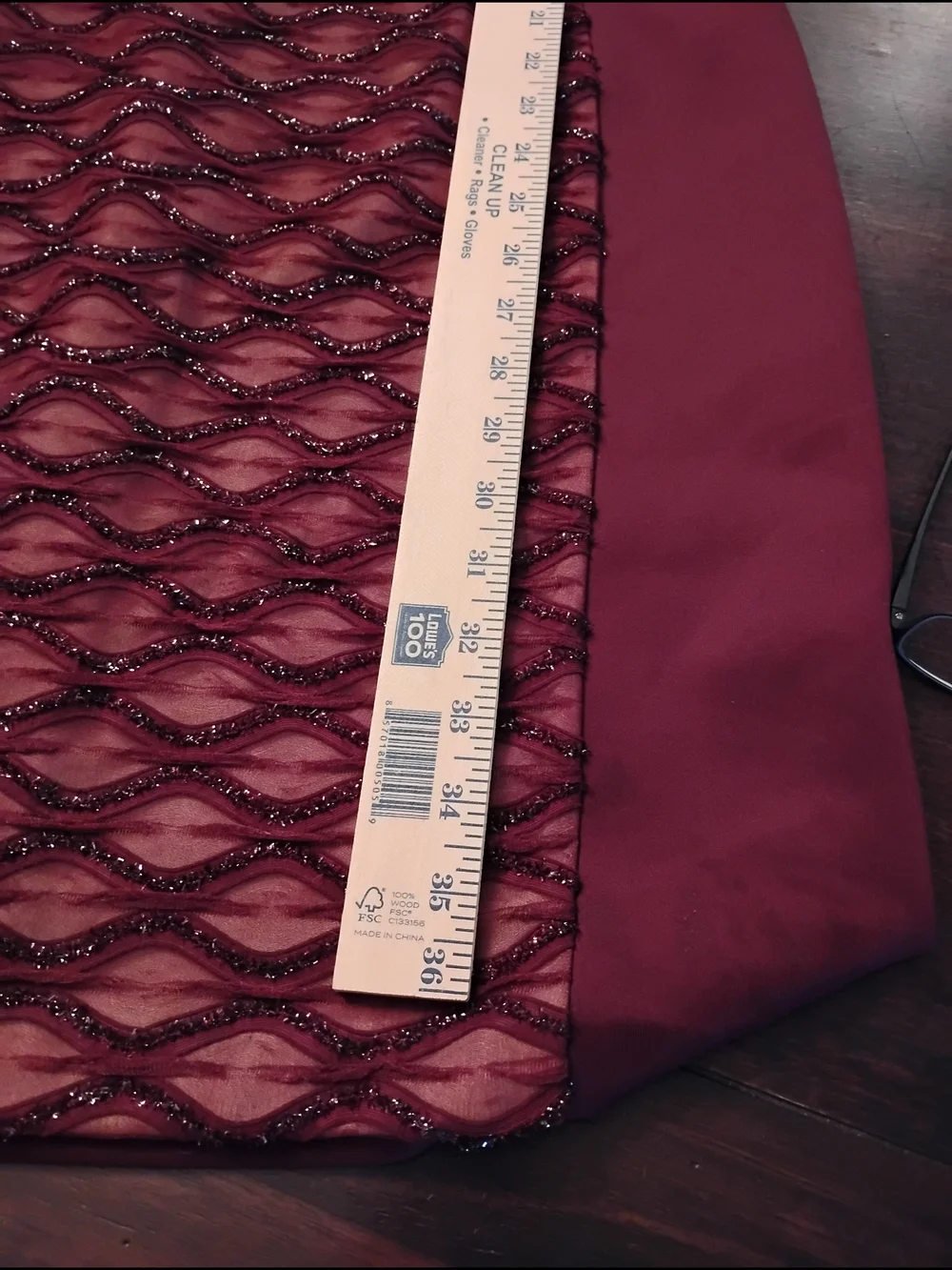 Connected‎ apparel Burgundy Lace-Front Midi Dress Size 8